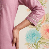 Celia Light Pink Embroidered Rayon Top for Women