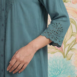 Zoa Teal Monochrome Embroidered Co-ord Set