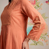 Malang Light Orange Embroidered A-line Kurta Set
