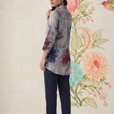 Liz Grey Printed Satin Shirt