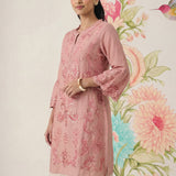 Saaj Light Pink Embroidered Cotton Blend Kurta
