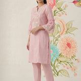Agasti Baby Pink Embroidered Kurta Set