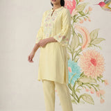 Agasti Butter Yellow Embroidered Kurta Set