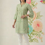 Saaj Light Green Embroidered Cotton Blend Kurta