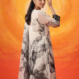 Elaf Black Printed Organza Suit Set with Dupatta