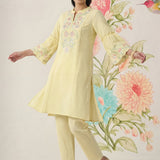Agasti Butter Yellow Embroidered Kurta Set