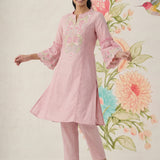 Agasti Baby Pink Embroidered Kurta Set