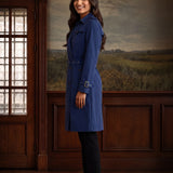 Aurelia Navy Double-breasted Long Coat