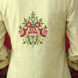 Saavan Light Green Embroidered Cotton blend Kurta Set