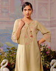 Green Silk Kurta Set with Elegant Embroidery - Lakshita