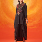 Briar Black Satin Embroidered Co-ord Set