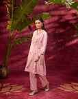 Gulaab Rose Pink Embroidered Cotton Linen Kurta Set for Women