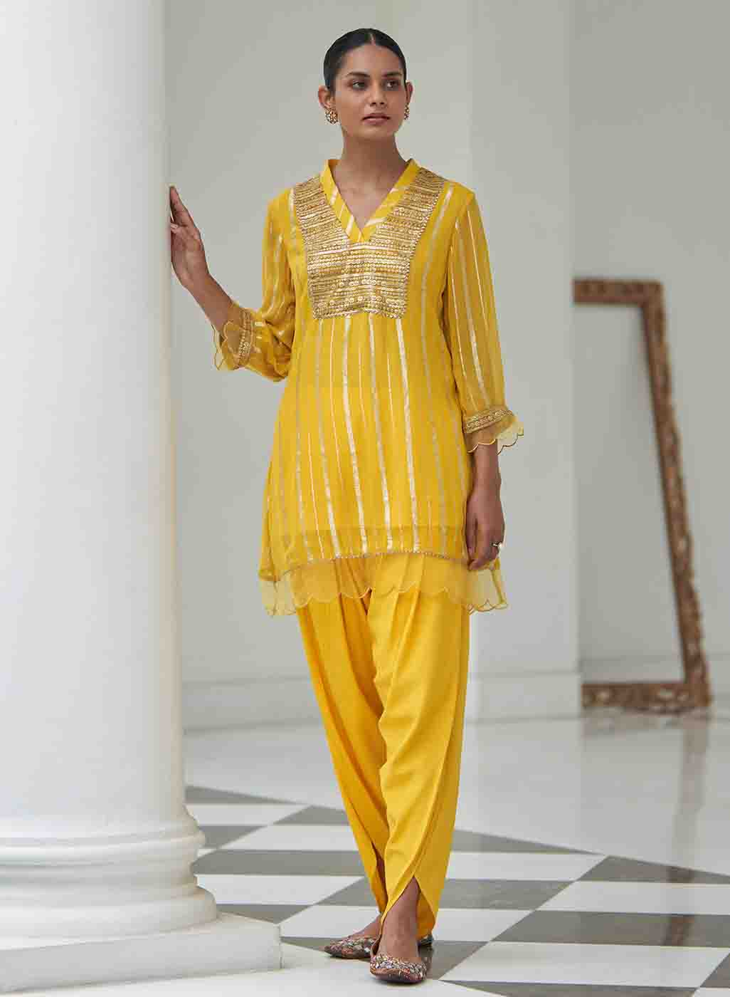 Latest Design Yellow Kurti For Haldi