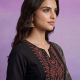 Black Embroidered Suit Set with Dupatta