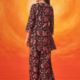 Saanjh Black Floral Printed Suit Set with Dupatta