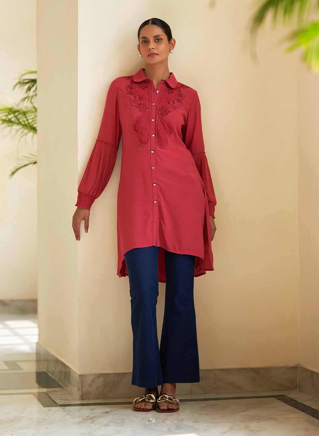 One Boot Five Ways - Buy Pink Kurtis, Red Earrings with Mid Rise Multi  Color Jeans Scrapbook Look by vattikoti