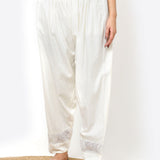 Ivory Pleated Salwar with Lace Detailing and Mesh Hem