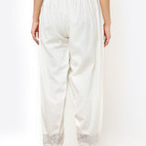 Ivory Pleated Salwar with Lace Detailing and Mesh Hem