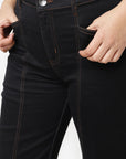 Black Panelled Jeans for Women