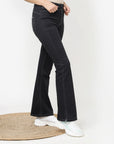 Black Bootcut Jeans Pant for Women with Stone Work on Sides