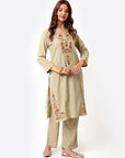 Green Co-ord Set with Embroidery For Women