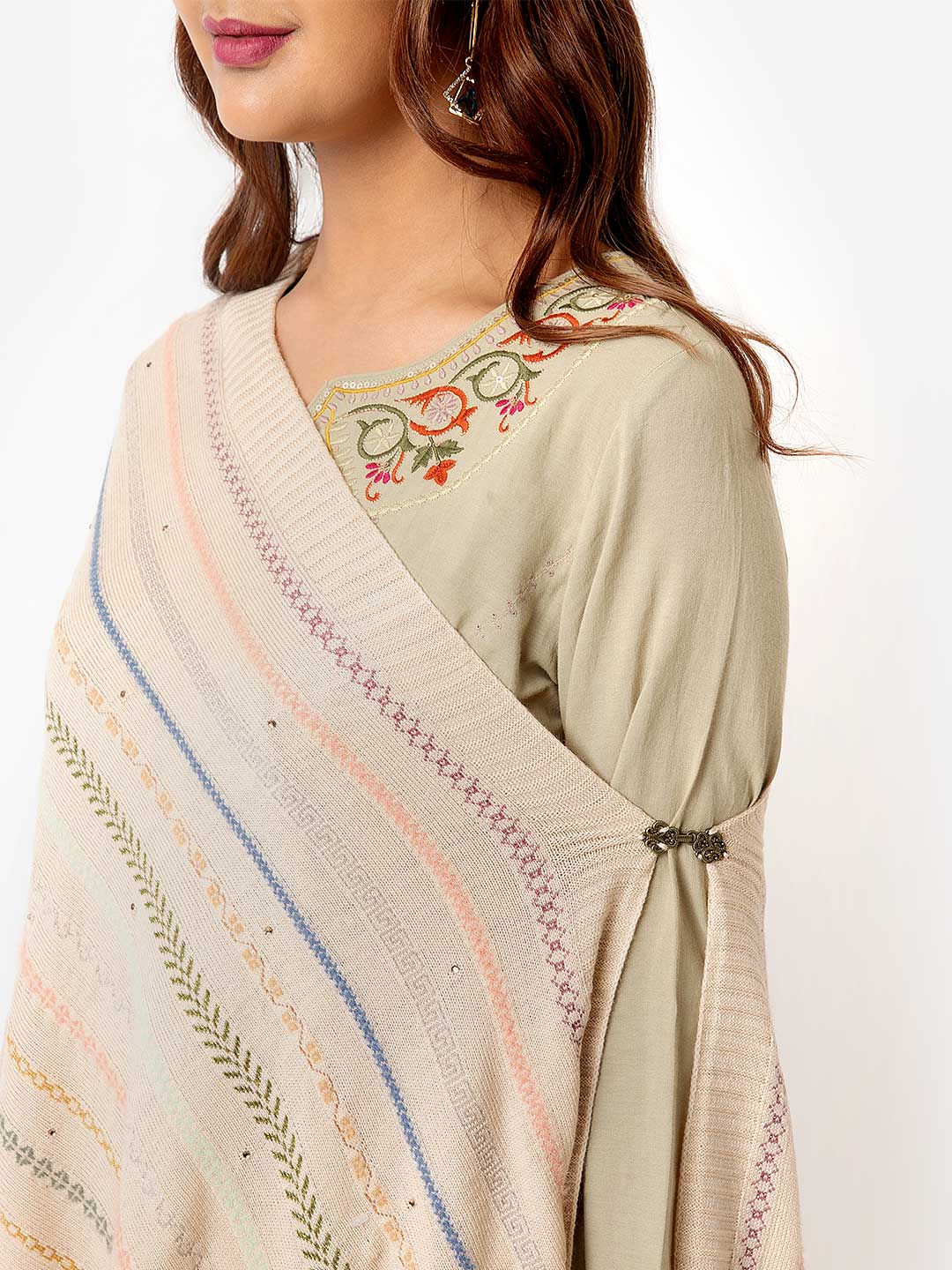 Camel Color Knitted Shawl