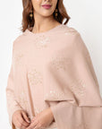 Rose Woolen Shawl with Thread Work Embroidery