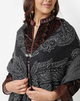 Black Knitted Pattern Warm Shawl