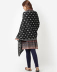 Black Knitted Shawl with Geometric Pattern