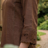 Shayeri Brown Embroidered A-line Kurta Set
