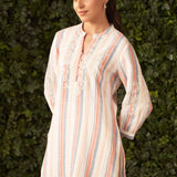 Sheen Pink Embroidered Cotton Gauze Straight Shirt for Women