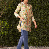 Sierra Green Printed Shantoon Straight Tunic for Women