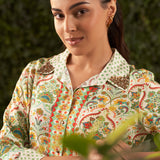 Sierra Green Printed Shantoon Straight Tunic for Women