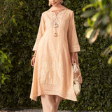 Blossom Coral Peach embroidered Chanderi Kurta Set
