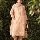 Blossom Coral Peach embroidered Chanderi Kurta Set