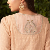 Blossom Coral Peach embroidered Chanderi Kurta Set