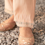 Blossom Coral Peach embroidered Chanderi Kurta Set