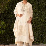 Blossom Royal Ivory embroidered Chanderi Kurta Set