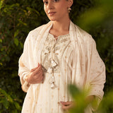 Blossom Royal Ivory embroidered Chanderi Kurta Set