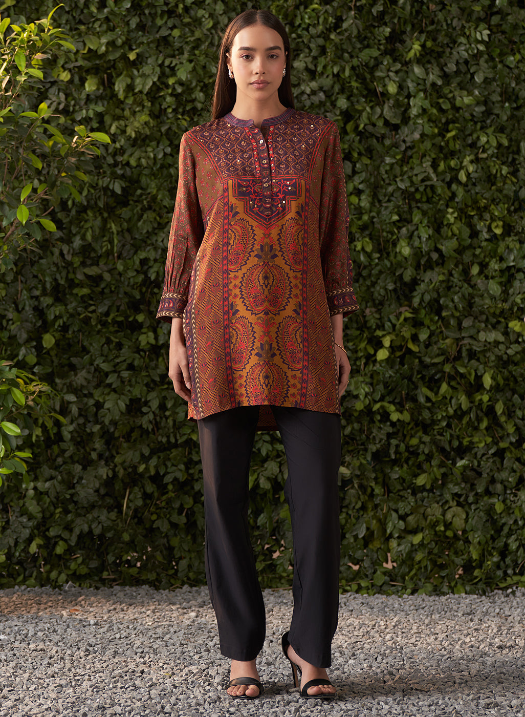 Orabella Olive Printed Shantoon Tunic for Women