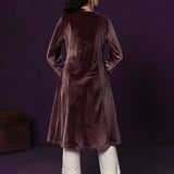 Marya Pink Self-Embroidered Velvet A-line Kurta