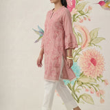Saaj Light Pink Embroidered Cotton Blend Kurta