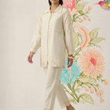 Ivory Embroidered Linen Co-ord Set