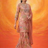 Manjari Peach Printed Garara Suit Set with Dupatta