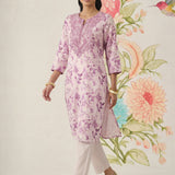 Kavya Fuchsia Printed Chanderi Suit Set with Dupatta