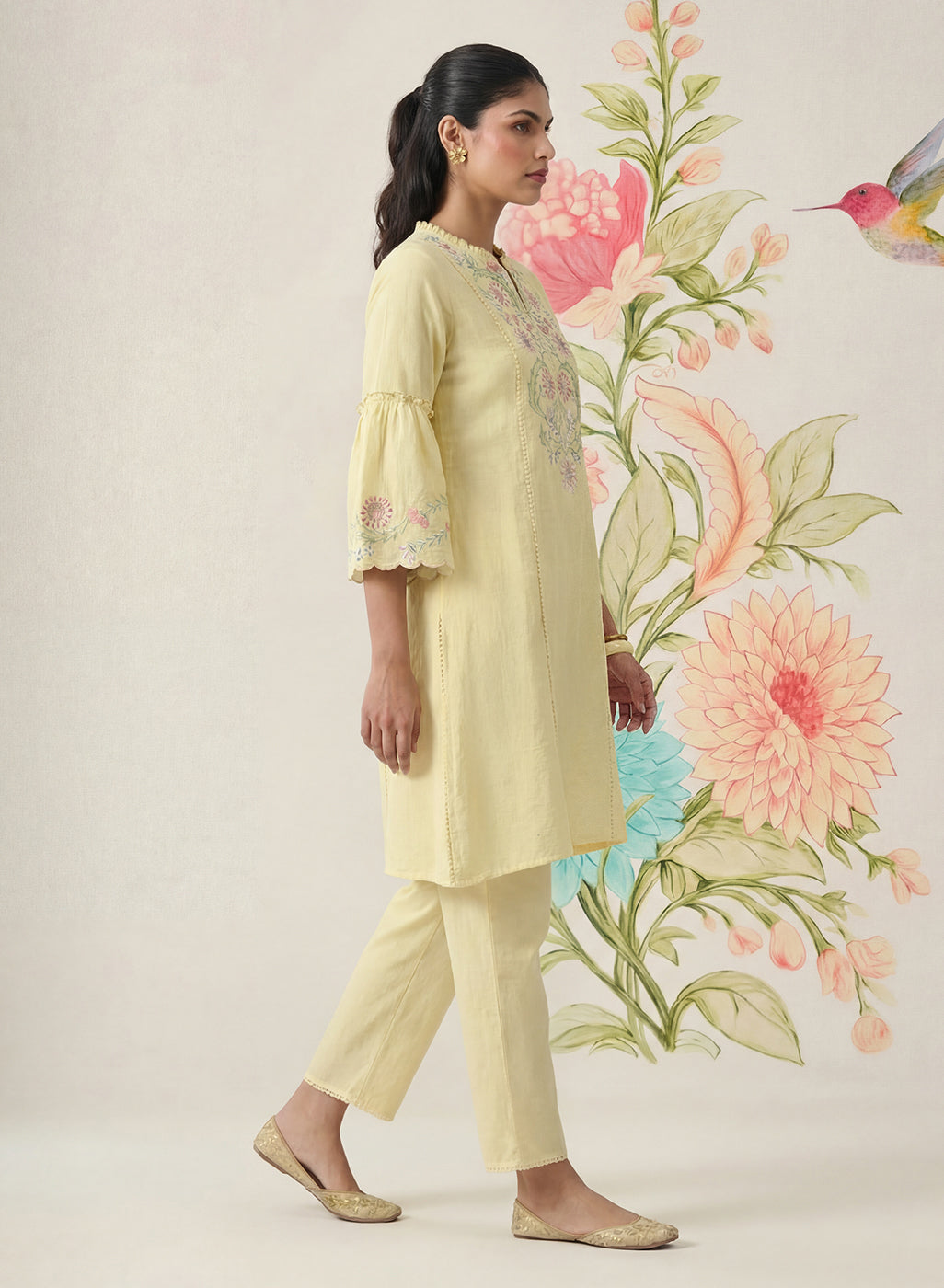 Agasti Rag Agasti Butter Yellow Embroidered Kurta Set – Lakshita