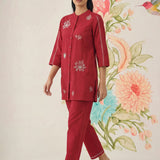Chavi Red Embroidered Co-ord Set