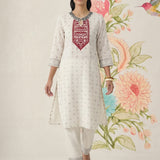Hina Ivory Printed Straight Kurta Set