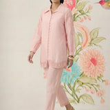 Pink Embroidered Linen Co-ord Set