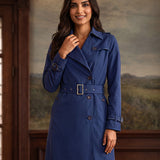 Aurelia Navy Double-breasted Long Coat